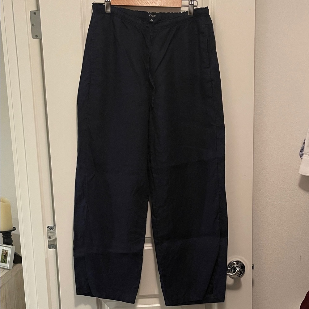 J Crew Navy New Soleil pant in linen